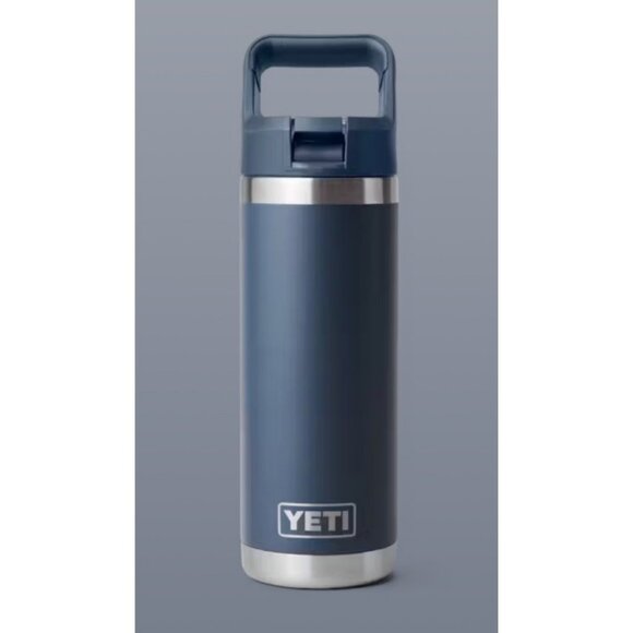 Yeti Rambler 18 oz Water Bottle Straw Lid Top Blue NWOT Two Straws - Picture 1 of 10